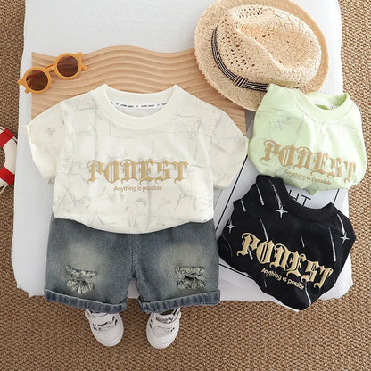 Summer Infant Boys Clothing For Children Casual Letter T-Shirt Shorts 2Pcs/Set Toddler Baby Girl Clothes Costume Kids Tracksuits