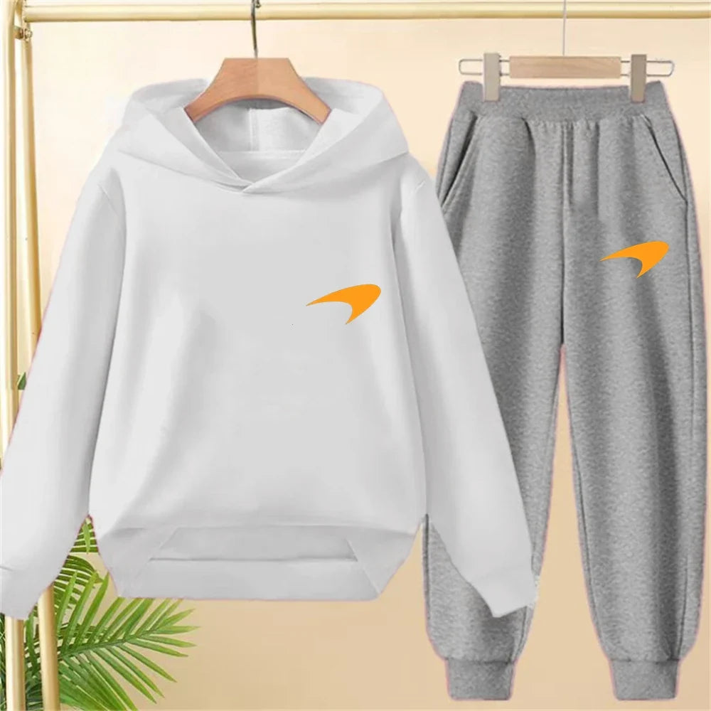 Children Hoodie print 3-12 Years Old Long-sleeved Boys Girls Toddler Coat Top+Pants Stylish Casual black Sweatshirt Set