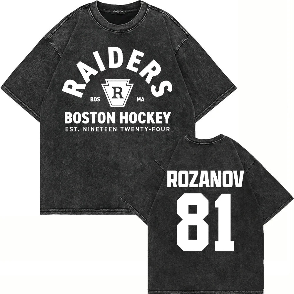 Vintage Washed Heated Rivalry Ilya Rozanov 81 Boston Raiders Tshirt Men Shane Hollander 24 Montreal Metros 100% Cotton Tees Tops