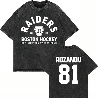 Vintage Washed Heated Rivalry Ilya Rozanov 81 Boston Raiders Tshirt Men Shane Hollander 24 Montreal Metros 100% Cotton Tees Tops