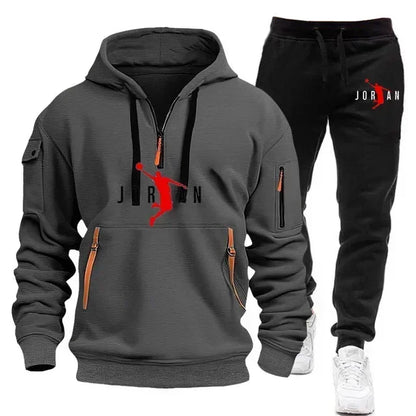 2025 New Autumn and winter new trend men's blazer + Tracksuit pants Fashion casual jogging print sportswear outdoor sportswear