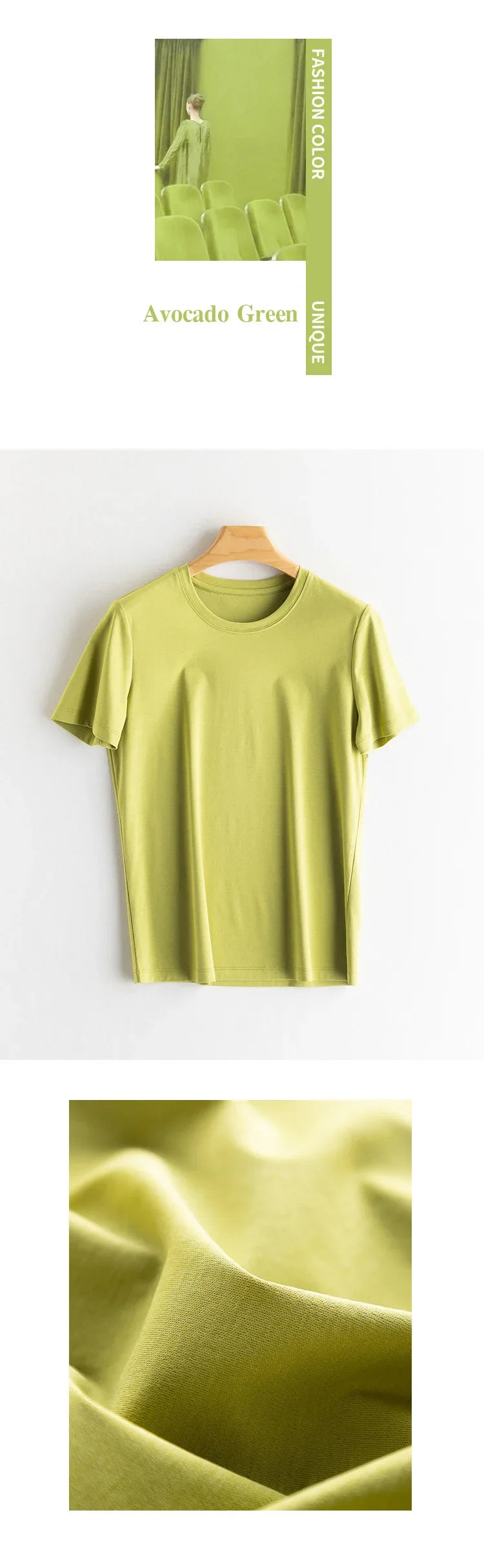 Women Solid T shirts, Silk Cotton Blend, O Neck, Short Sleeved Solid Tee,2025 Summer Candy Colors Basic Cozy Top Green