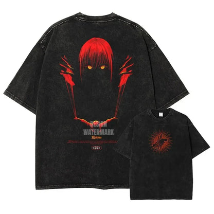Anime C-Chainsaw M-Man T Shirts Oversized Vintage Washed Denji T-shirt Manga Power T Shirt Pochita Makima Reze Tops Tees man
