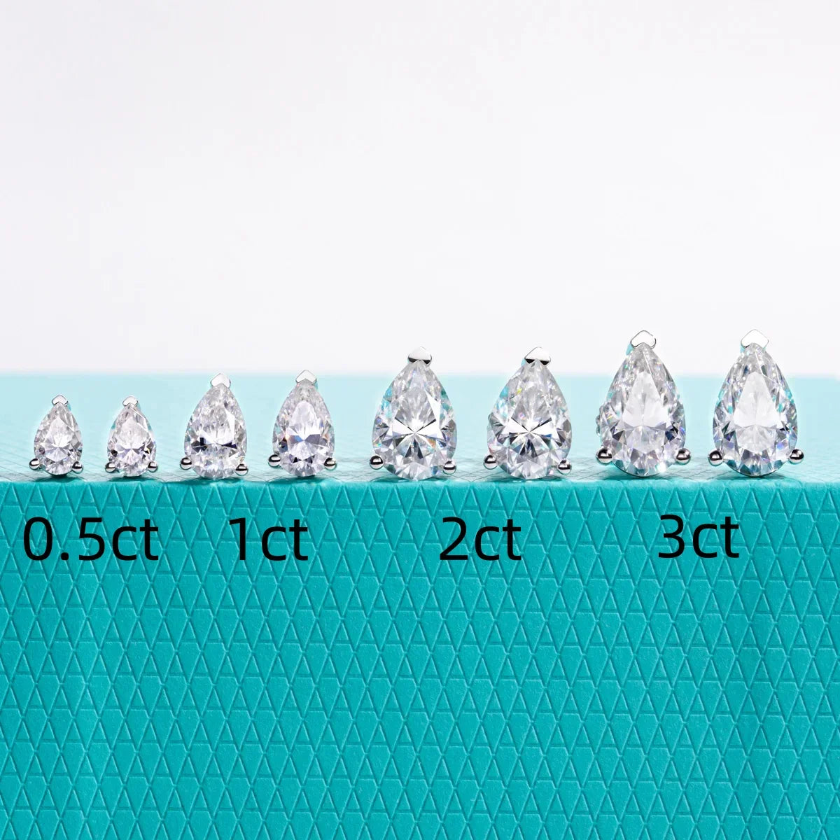 Classic Stud Earrings for Women 1cttw-6cttw Pear Moissanites 925 Sterling Silver D Color VVS1 Moissanite Earrings