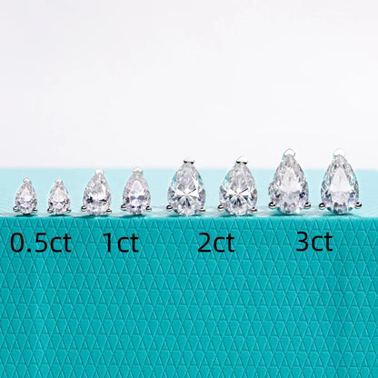 Classic Stud Earrings for Women 1cttw-6cttw Pear Moissanites 925 Sterling Silver D Color VVS1 Moissanite Earrings