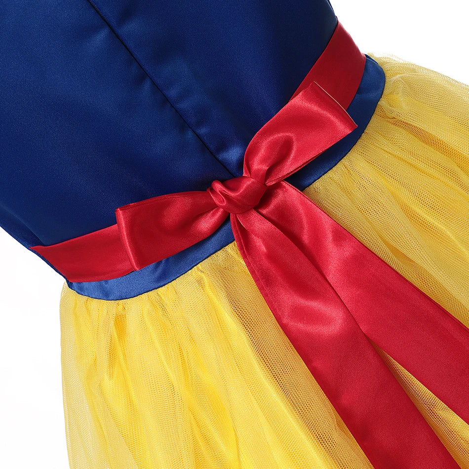 Kids Clothing 2PCS Set Dress+Cloak Snow White Princess Costume Halloween Carnival Cosplay Party Girls Dresses Birthday Party