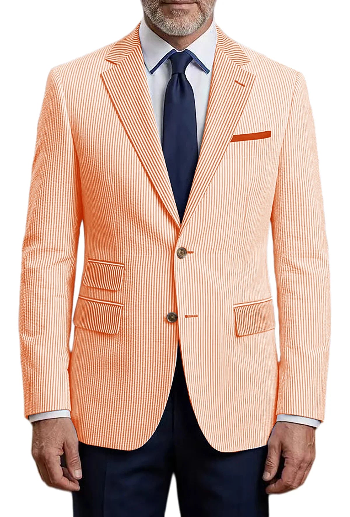 Men's Striped Seersucker Blazer Slim Fit Casual Suit Jacket Formal Business Coat Breathable Spring Summer Streetwear Outerwear