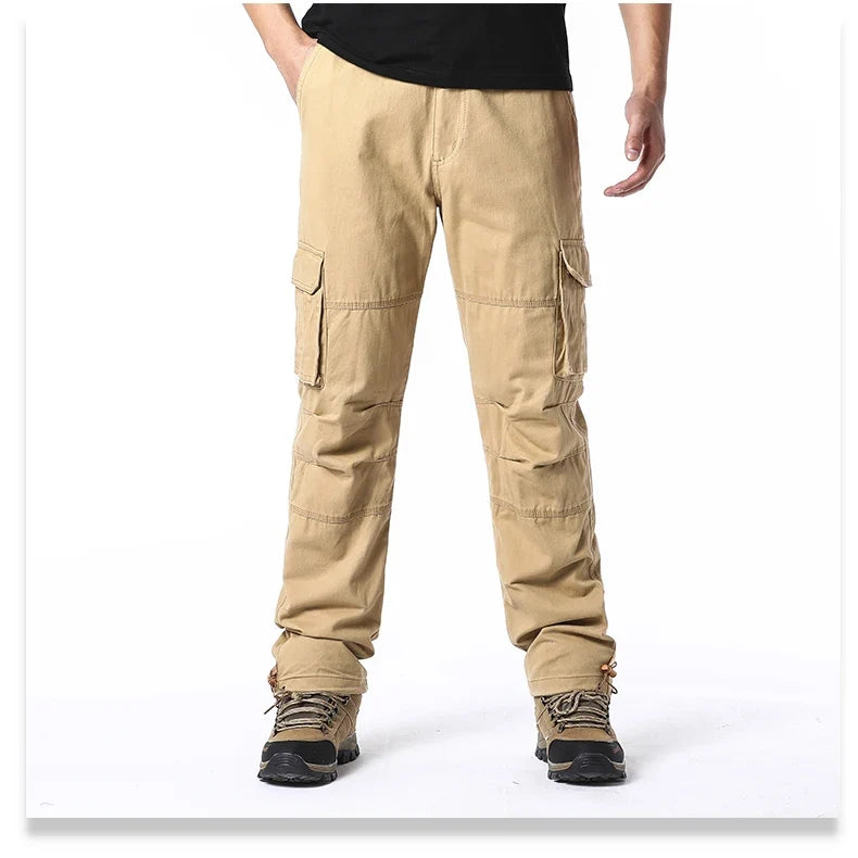 Big Size Men's Casual Sports Pants Stretch Waist Tactical Cargo Pants Man Hiking Pants Joggers Cotton Trousers