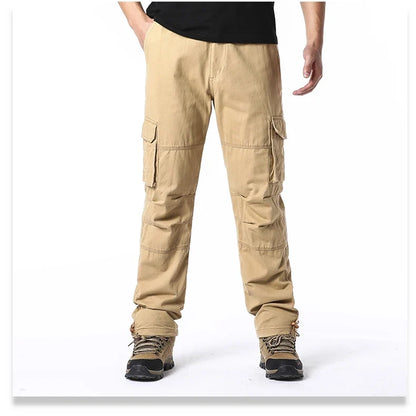 Big Size Men's Casual Sports Pants Stretch Waist Tactical Cargo Pants Man Hiking Pants Joggers Cotton Trousers
