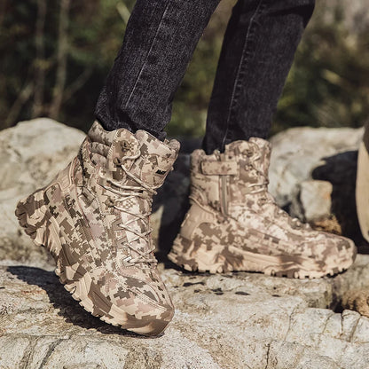 2025 Fashion Men's Desert Combat Boots Outdoor Non-slip Hiking Shoes Waterproof Men's Work Boots Men Tactical Boots Ankle Boots