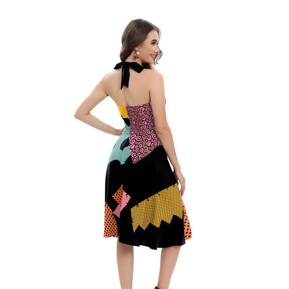 Halloween Nightmare Christmas Sally Dress Spaghetti Strap Women's Sexy Backless Dresses Patchwork Vestidos