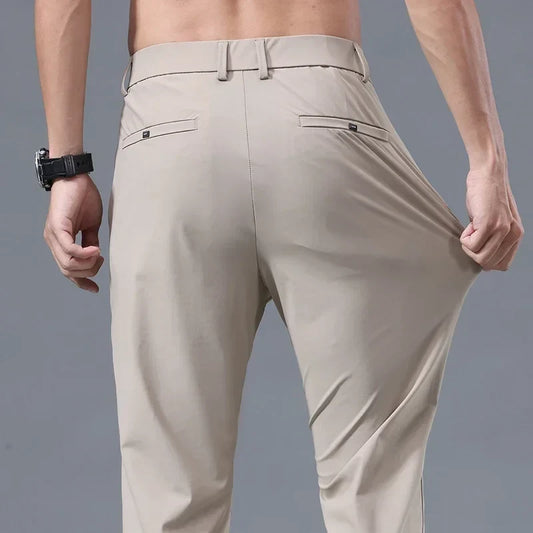 Summer New Stretch Soft Suit Pants Men Thin Fashion Business Elastic Waist Korean Slim Brand Clothes Casual Formal Trousers Male