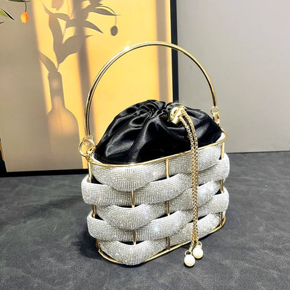 Rhinestones Evening clutch Bag Purses and handbag luxury Designer shoulder bag Shiny Crystal Clutch purse bucket bag