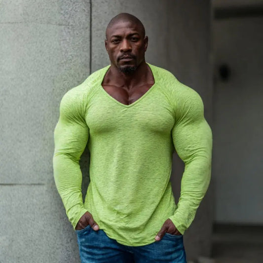 Men's Basic Fitness Training  T-Shirt, V-Neck  Casual Top, Daily Street Outfit, Outdoor Sports, Gym Workout, Jogging Leisure