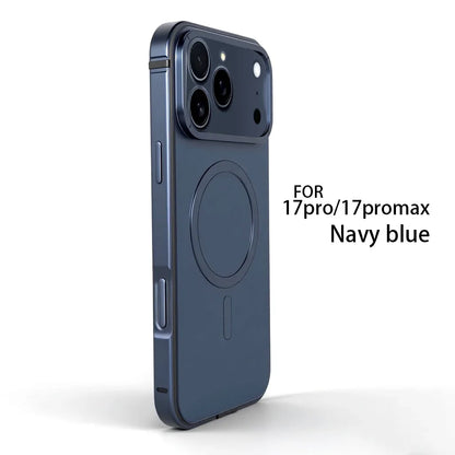 Magnetic Original Phone Case For iPhone 17 Pro Max 17Pro 16 15 Pro Max High End Metal Frame Anti Drop protective cover