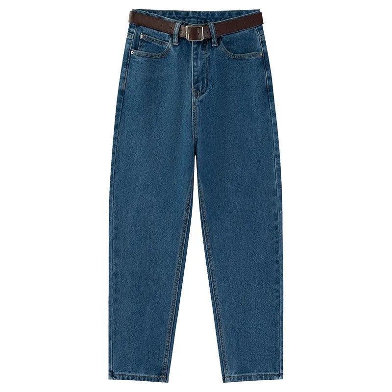 Vintage Solid Classic Harem Jeans Women Blue High Waist Ankle-length Denim Pants 2022 Jeans Streetwear