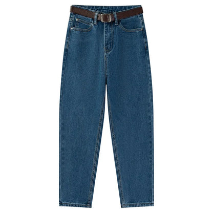 Vintage Solid Classic Harem Jeans Women Blue High Waist Ankle-length Denim Pants 2022 Jeans Streetwear