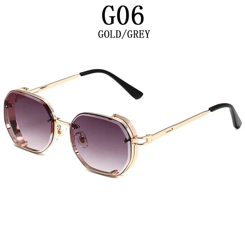 Square Punk Sunglasses For Men 2023 Luxury Steampunk Vintage Fashion Glasses Retro Shades Lunette De Soleil Homme Gafas De Sol