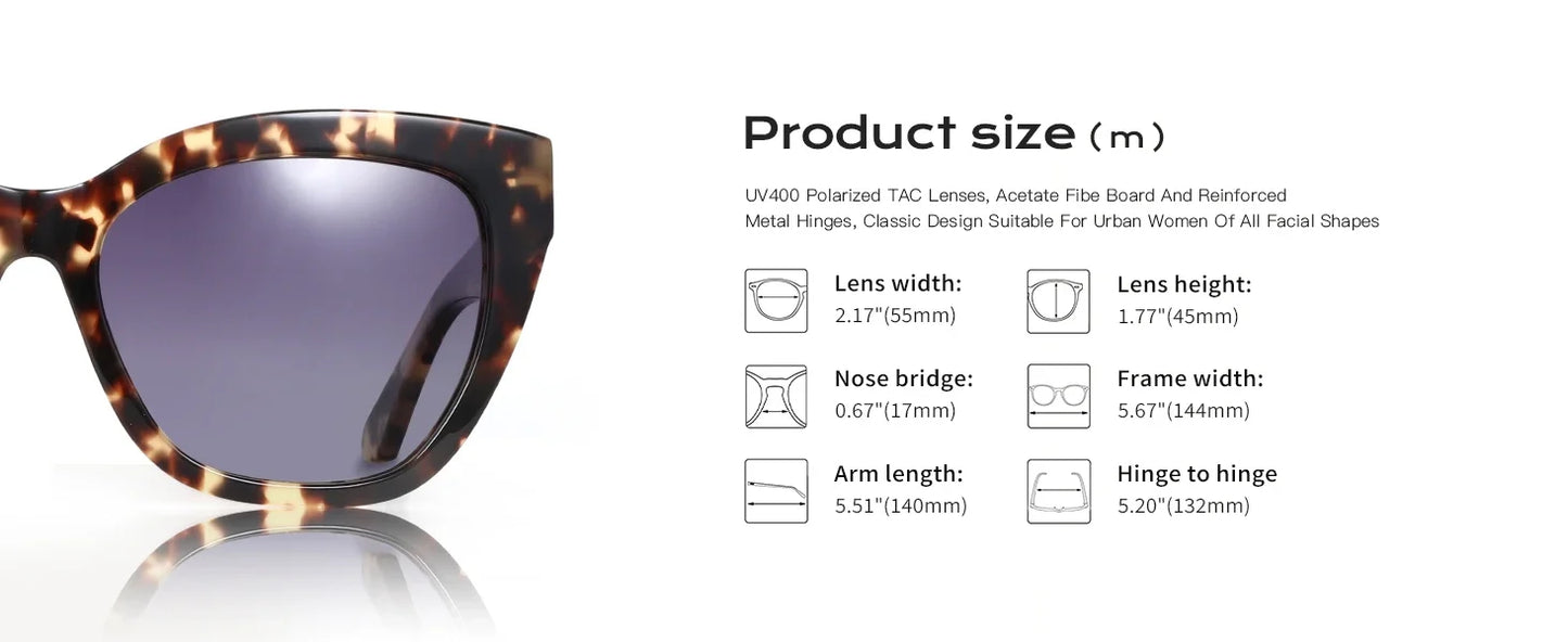 Butterfly Polarized Sunglasses Fashion Thick Frame for Women Acetate Sun Glasses Driving UV400 Protection