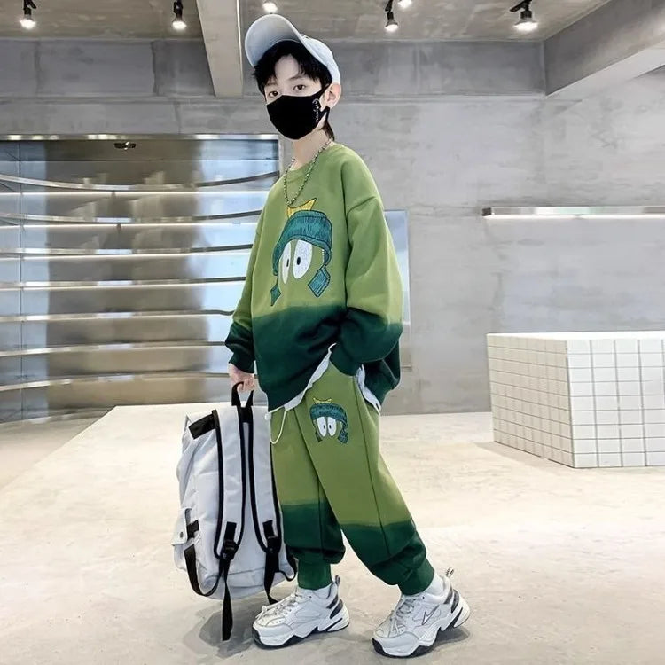 Sportswear Set Cartoon Print Sweatshirt Clothes for Boys Children's Clothing Boy Top Bottom Men's Sets Child Winter Kids Autumn