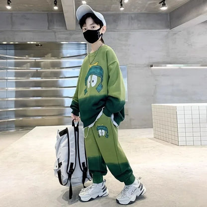 Sportswear Set Cartoon Print Sweatshirt Clothes for Boys Children's Clothing Boy Top Bottom Men's Sets Child Winter Kids Autumn