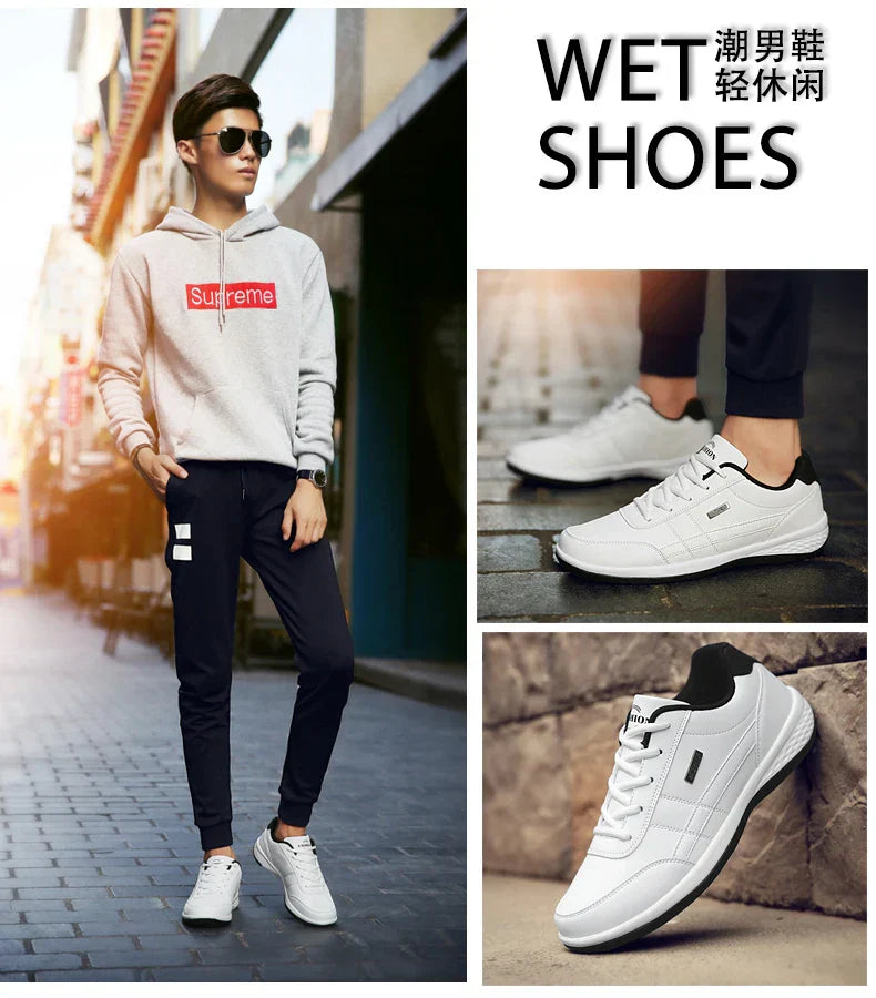 New Men Shoes Casual Shoes Leather Lace-Up Casual Sports Shoes Outdoor Wear-Resistant Vulcanized Shoes High-Quality Men Shoes