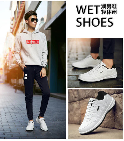 New Men Shoes Casual Shoes Leather Lace-Up Casual Sports Shoes Outdoor Wear-Resistant Vulcanized Shoes High-Quality Men Shoes