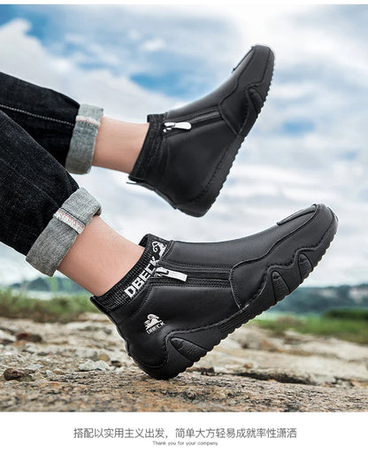 DBECK Men Sneakers Casual Shoes Male High Top Sneakers Winter Warm Designer Fashion Loafers Lace Up Shoes Men Ankle Boots