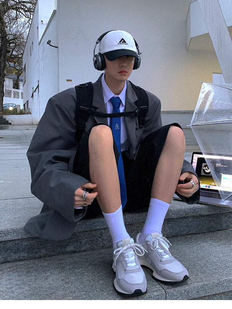 Spring Summer Loose Casual Soft Black Pleated Shorts for Men Mens with High Waist Short Straight Pants Clothes 2024