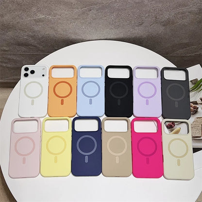 غطاء هاتف سيليكون مغناطيسي فاخر أصلي رسمي متوافق مع MagSafe لهواتف iPhone 17 16 15 14 13 12 11 17 Pro Max لا غنى عنه