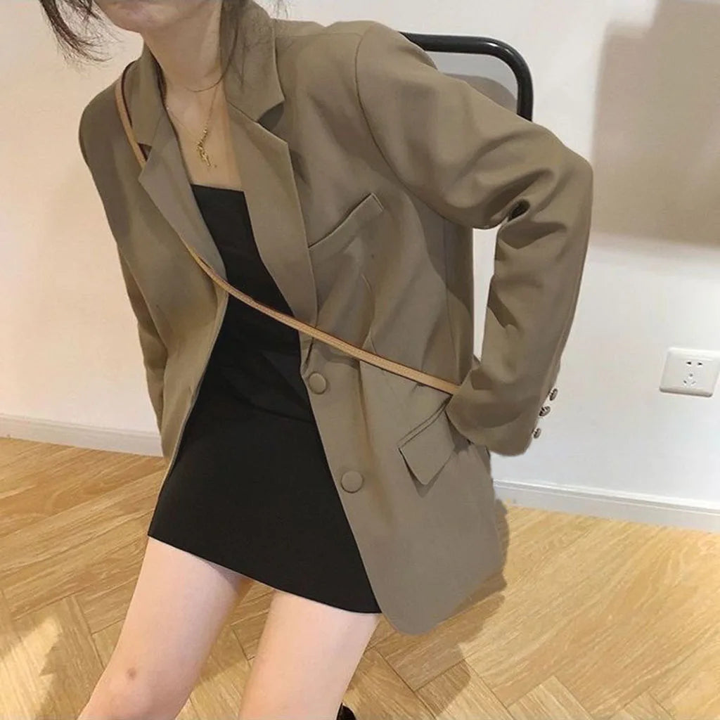 Chic Black Oversized Blazer for Women, Casual Office Lady Suit Jacket, Y2K Fashion Business Blazer, Spring Autumn Streetwear Out