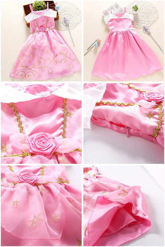 Children Princess Costume Party Fancy Flower Vestido New 2024 Christmas Birthday Carnival Dress Up Rapunzel Belle Disguise Frock