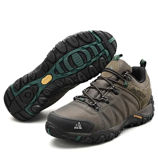 Four-Season Men's Hiking Shoes Outdoor Sports Genuine Leather Wear-Resistant Climbing Shoes Rubber Sole Trekking Sneaker