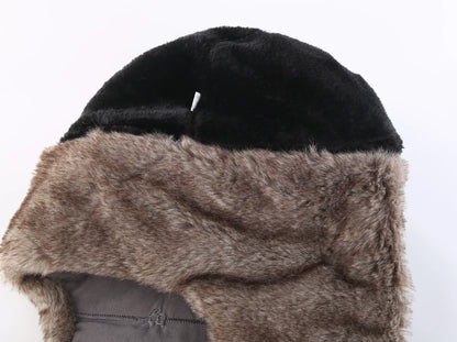 Men's Warm Chunky Trapper Hat Removable Windproof Winter Russian Hats with Mask Ushanka Hat