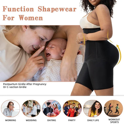 High Waist Body Shaper Women Postpartum Recovery Tummy Control Butt Lifter Zipper With Inner Hooks In Front Shapewear Shorts