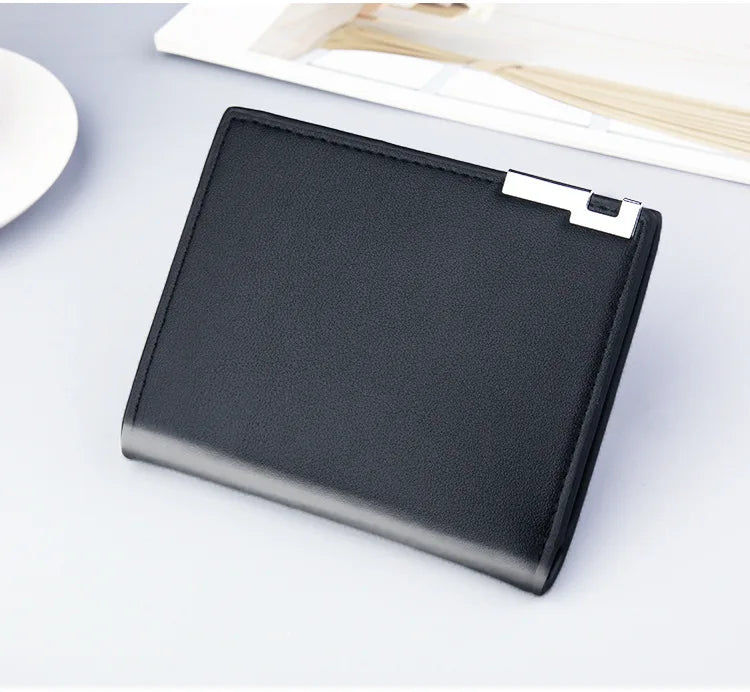 Short Men Wallets Card Holder Photo Holder Slim Male Print Wallet High Quality PU Leather Money Bag New Kpop Small Men's Purse