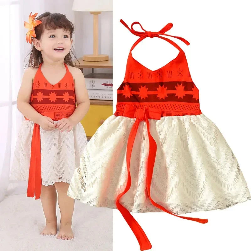 Girls Party Dresses Halloween Girls Little Moana Dress for Beach Summer Outfit Carnival Costumes Party Princess Vaiana Dress