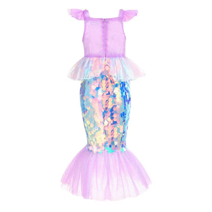 Mermaid Dress for Girl Charm Princess Cosplay Sequin Bling Costume for Kids Girl Fish Beauty Birthday Party Halloween Clothing