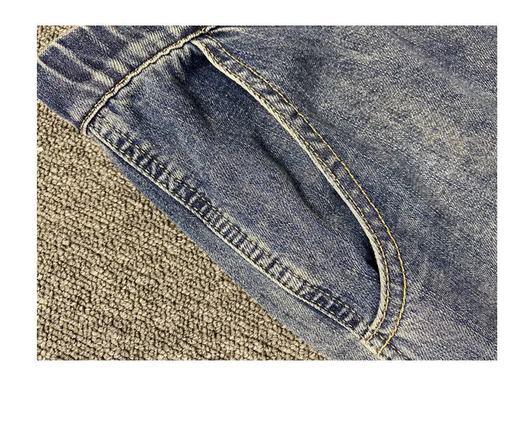 American Style Casual Faded Loose Straight Leg Jeans for Men Spring Autumn Wear Comfortable Wide Leg Pants Youth Fashion