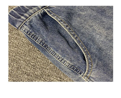 American Style Casual Faded Loose Straight Leg Jeans for Men Spring Autumn Wear Comfortable Wide Leg Pants Youth Fashion