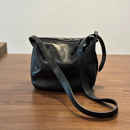Simple Genuine Leather Women's Shoulder Bags 2026 New Nature Soft Cowhide Solid Color Versatile Crossbody Bags