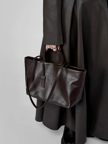 Luxury Women's Shoulder Bag Soft Leather Large Capacity Square Fashion Tote Bag Korean Fashionable Handbag Shopping Underarm Bag