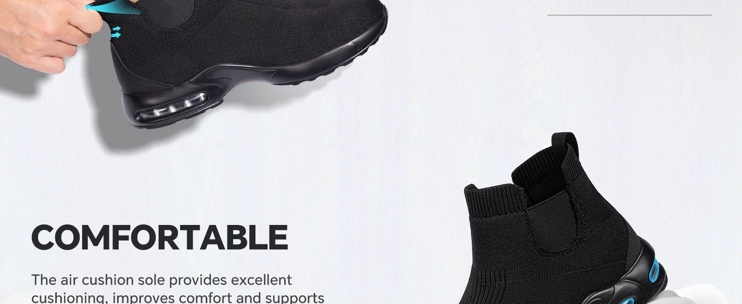 Steel Toe Shoes for Men Women Water Resistant Work Boots Non Slip Safety Sneakers Slip On Industrial Air Cushion Chelse