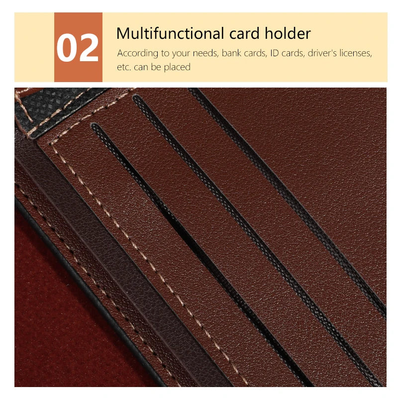 Men's Fashion Business Short Wallet With Card Slots Horizontal Soft PU Leather Wallet