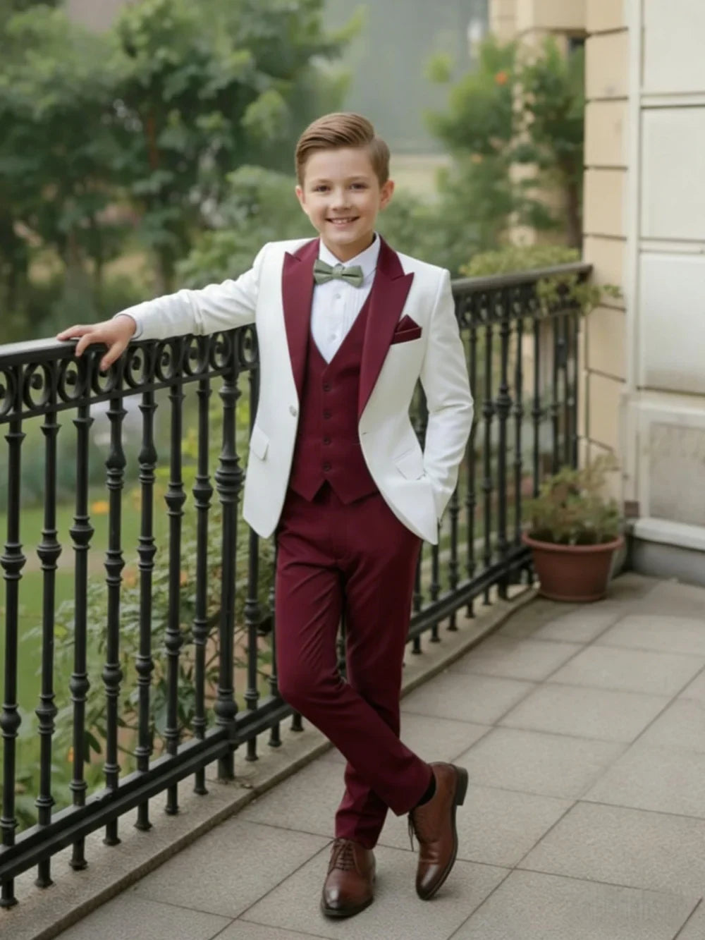 Multi-colors Boys Suits 3 Pieces Jacket Vest Pants Piano Peformance Wear Handsome Elegant Kids Suit Set Wedding Outfit