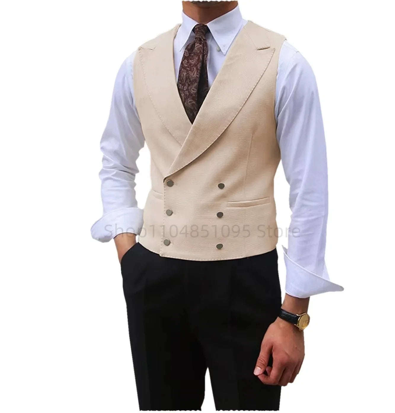 Fashion Solid Vests for Men Casual Style Sleeveless Male Fashion Waistcoat 1 Piece Slim Fit Beach Prom Party Suits Vest