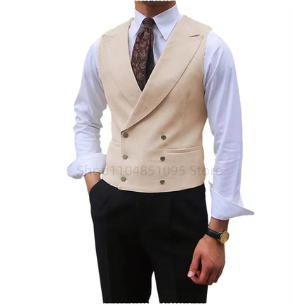 Fashion Solid Vests for Men Casual Style Sleeveless Male Fashion Waistcoat 1 Piece Slim Fit Beach Prom Party Suits Vest