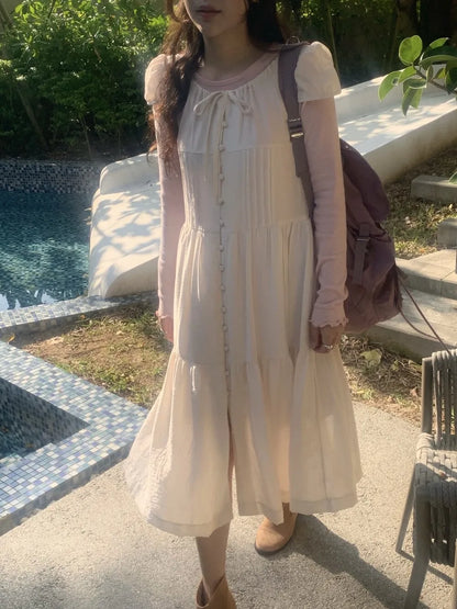 Spring 2025 Chic A-Line Dr Korean Sle Long Svel Women's Faionable Gown Ele Personali Commute Suitable Dr