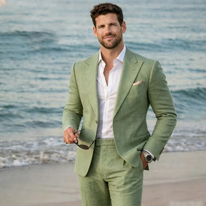 Linen Summer Suit Separates for Men 2 Pieces Wedding Groom Tuxedo Custom Blazer with Pants for Beach Destination Party 2026