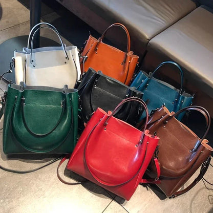 Women's Natural Cow Genuine Leather Handbags Female Natural Cowhide Crossbody Bag Ladies Multiple Large Capacity Shoulder Bags